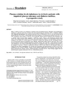 36. Plasma cytokine levels imbalance in cirrhotic patients with impaired glucose tolerance-1-01